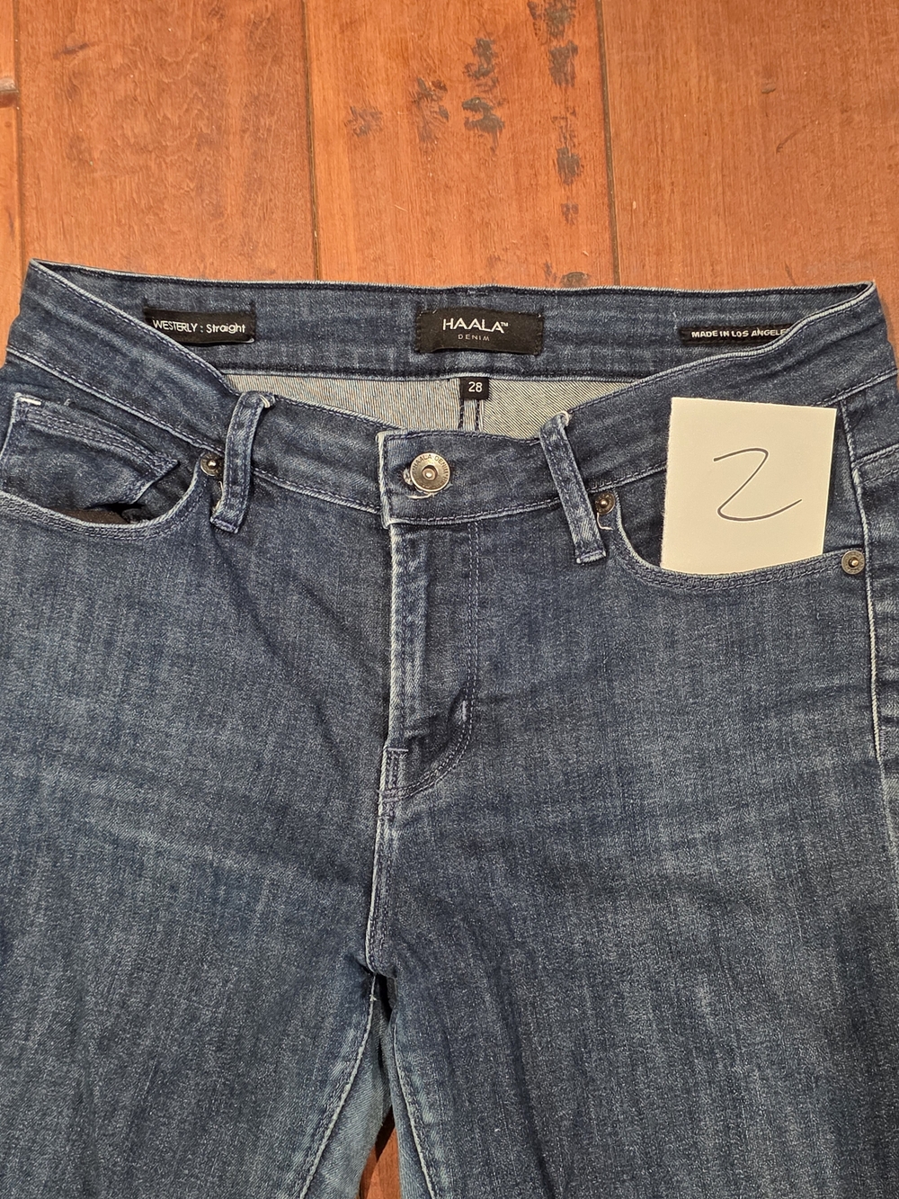 HAALA Women's Straight Leg Jeans in Medium Blue
